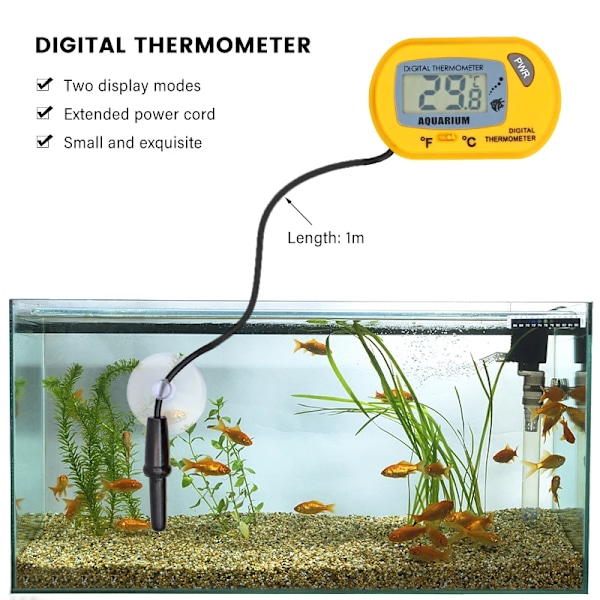 Fisk Tank LCD Digital Akvarie Termometer Temperatur Vand Meter Akvarie Temperatur Detektor Fisk Alarm Kæledyr Forsyning Værktøj Aquatic