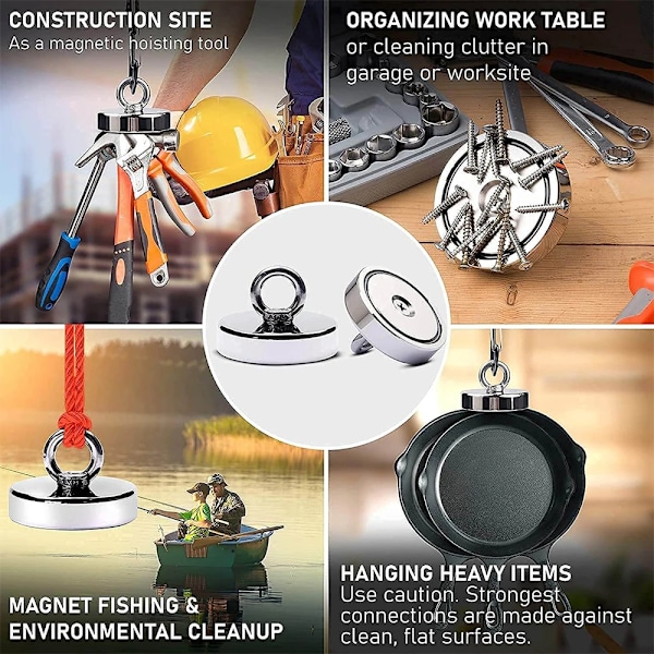 Super stark neodym fiske magnet krokar N52 Heavy Duty magnet med försänkt hål ögonbult