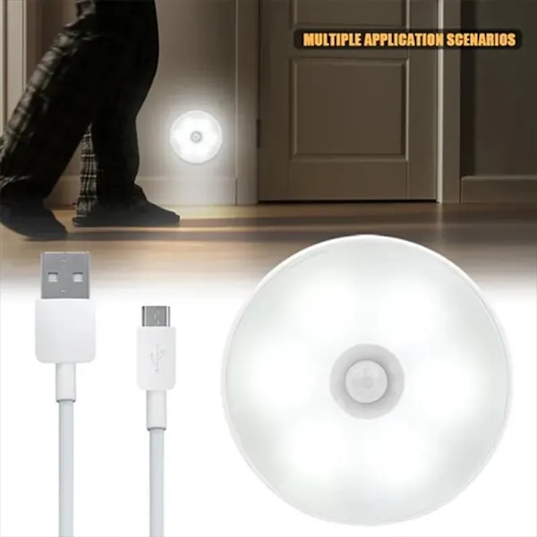 PIR Motion Sensor LED Natt Lys USB Opladbar Natt Lampe