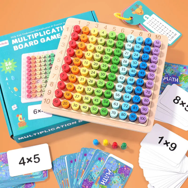 Montessori Utbildning Trä Leksaker Barn Baby Matematik Leksaker 99 Multiplikation Bord Matematik