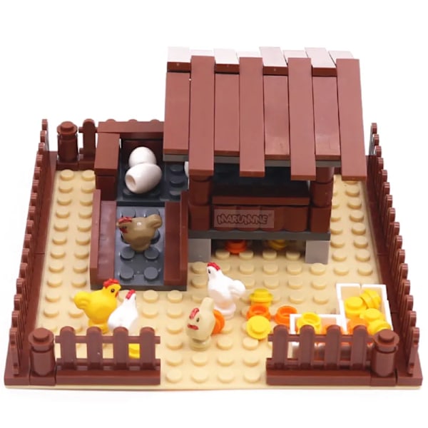138 stykker Gård Kylling Bygning Klodser Klassisk Bygning MOC Mursten Samling Hus Model Kit Børn Jule Legetøj