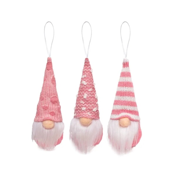 3 stykker jul mini dukke gnom jule tre anheng rosa plysj dukke anheng hjem jule pynt
