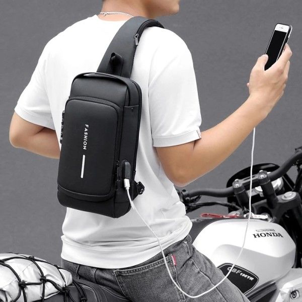 Mænd Multifunktion Anti tyveri USB Skulder taske Mand Crossbody Cross body Rejse Slynge Bryst tasker