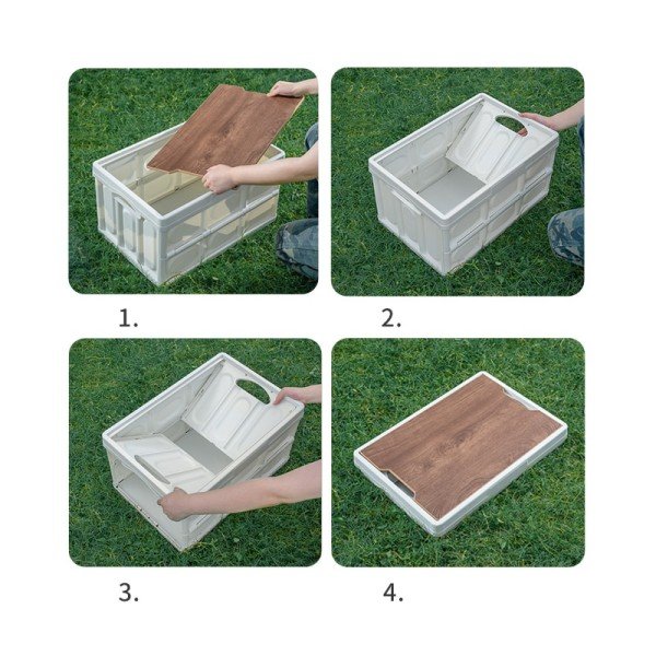Utomhus camping hopfällbar box med trä lock bil förvaring box