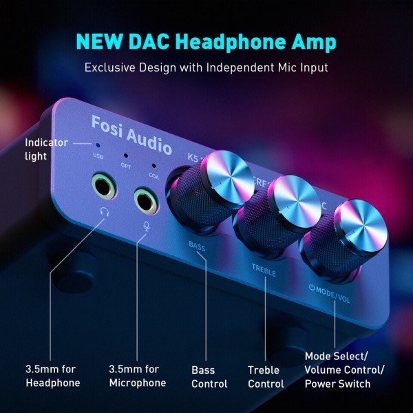 USB Gaming DAC Med Mikrofon Hodetelefon Forsterker Mini Audio DAC