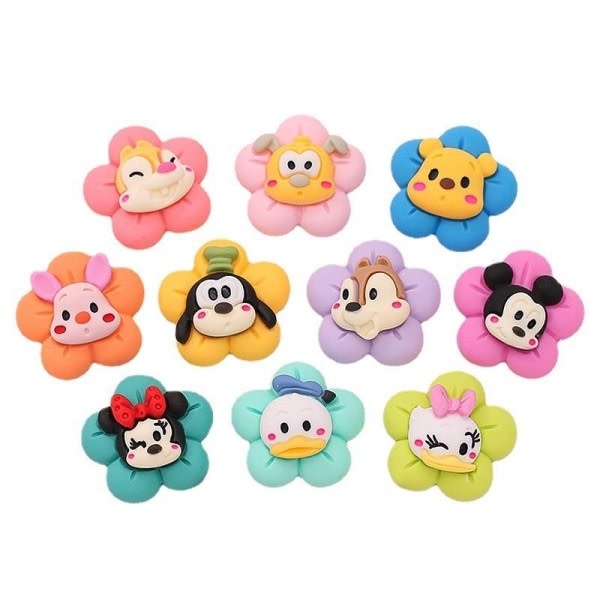 Harpiks Dejlige Blomster & Dyr Flatback Cabochon Scrapbog Kawaii Gør det selv Udsmykning Tilbehør 10 stykker