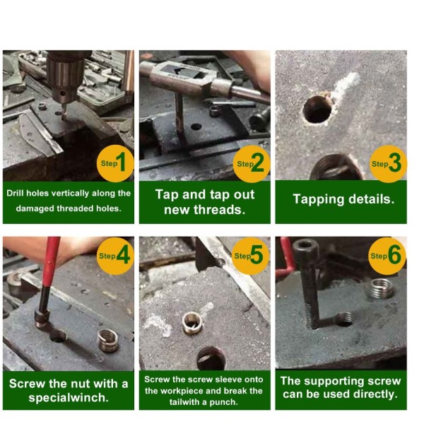 131st Gänga Reparation Verktyg M5 M6 M8 M10 M12 Spole Borr Insats Installation Kit Motor Block Återställande Skadat Set