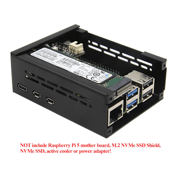 Geekbord Raspberry Pi 5 Case (P579-V2) | Support PCIe M.2 NVMe SSD Shield Top X1001 / X1003 / X1000 / X1004   Aktiv Kylare