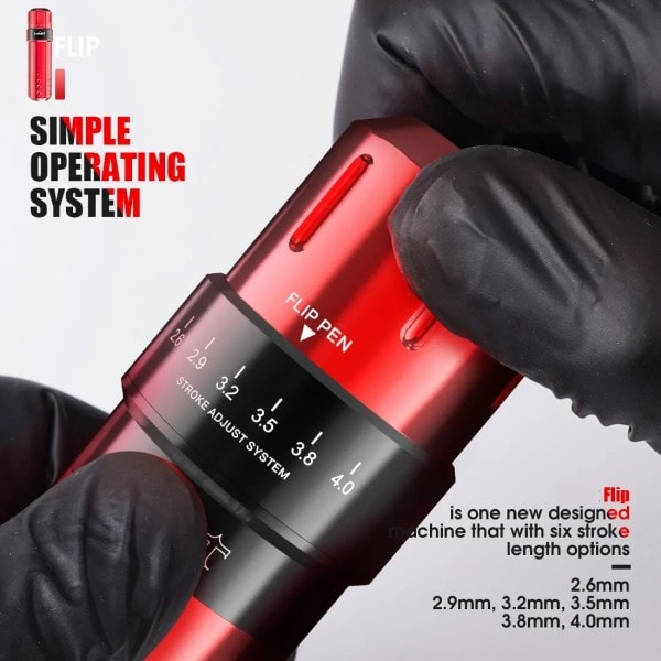 Mast Tatovering Flip Justerbar Seks Stroke Længder Custom Coreless Motor RCA Interface Rotary Machine Pen Tattoo Supplies