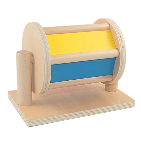 Montessori Material Trä Sensor Spinning Trumma med spegel ljud trumma pedagogiska leksaker