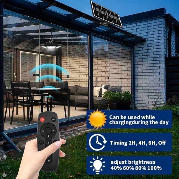 Sol Hänge Ljus Utomhus Inomhus med Fjärrkontroll 180LED Solar Shed Ljus Rörelse Sensor