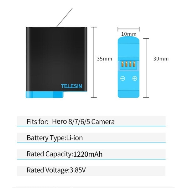 1220mAh 3Pack Batteri 3 Slots LED Ljus Batteri Laddare Förvaring Låda Typ C Kabel