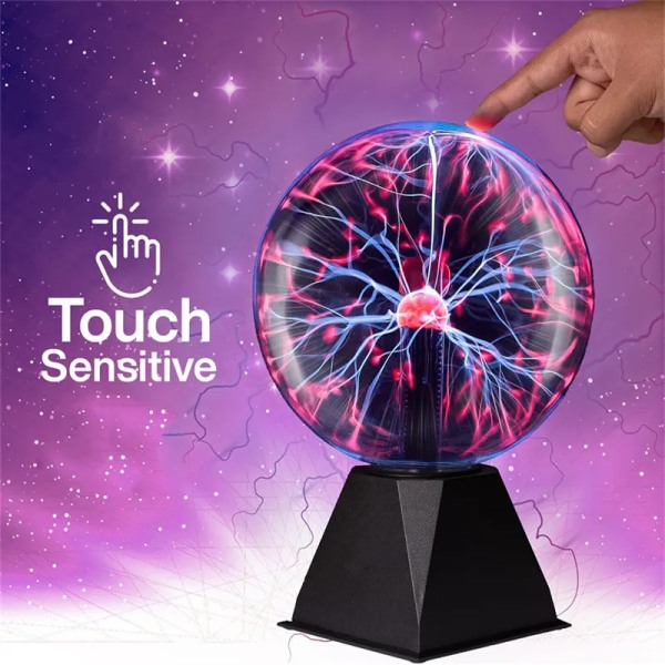 Magic Plasma Ball Lampa LED Atmosfär Natt Ljus Touch ljud kontroll Glas Plasma Ljus