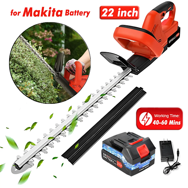 Elektrisk häcksax med 3,0Ah batteri & laddare med Dual Action blad