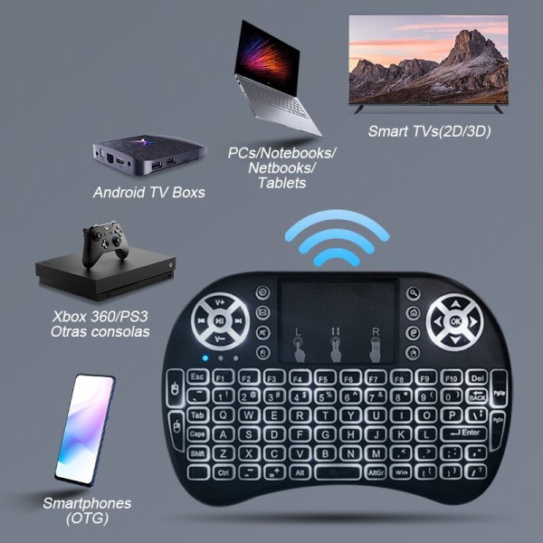 Trådløst Mini Tastatur  Stor Touchpad Digital Datamaskin Tørr Batteri USB Lading Dobbelt Tastatur