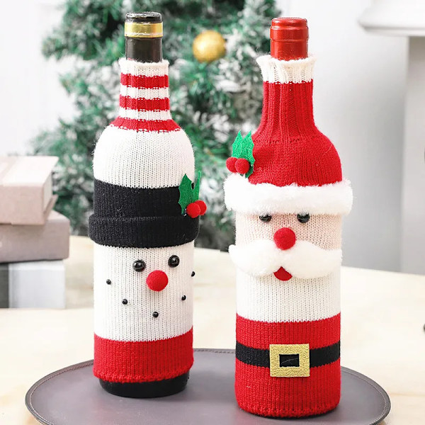 Handgjord jul tröja vin flaska överdrag till jul dekorationer