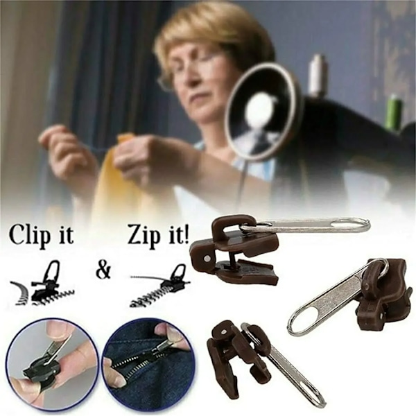 6 bitar Universal Instant Fix Zipper 3 Sizes Repair Kit