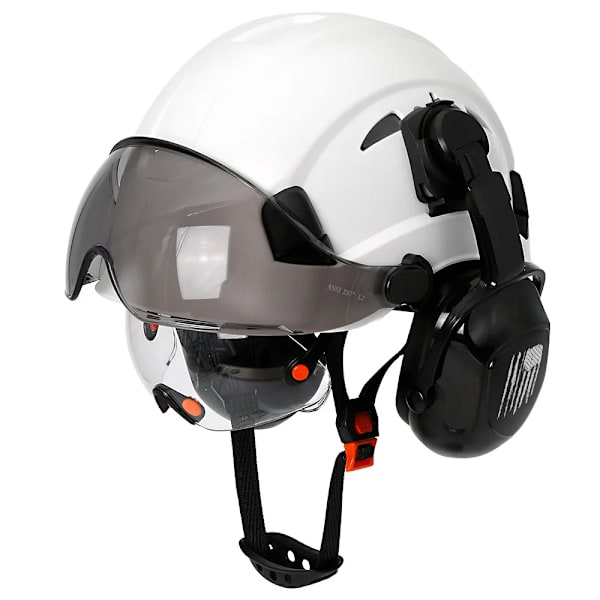 Konstruktion Sikkerhed Hjelm Med Visor Indbygget Goggle Høreværn