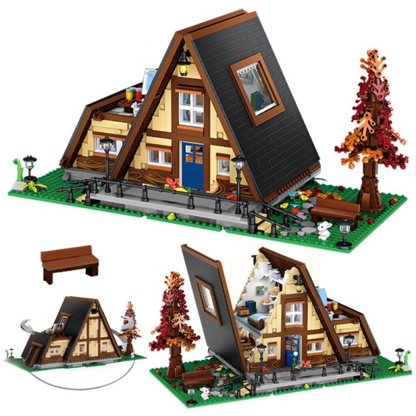 MINI by hytte villa træ hytte mursten sæt skov alfer træ hus bygning klods jule drenge legetøj