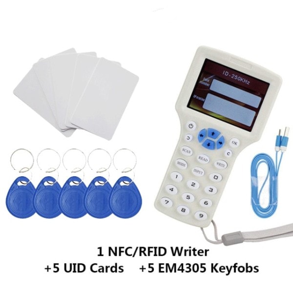 RFID läsare skrivare kopiator duplikator IC/ID  med USB kabel för 125Khz 13,56Mhz kort