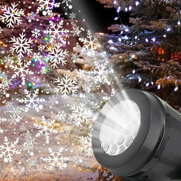 Jul Stor Dekoration Projektor Ljus Snöflinga Jul Fest Laser Led Scen Ljus