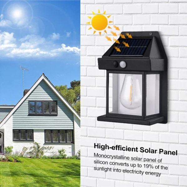 Best kvalitet 4 deler Utendørs Solar Vegg Lampe Vanntett Tungsten Filament Lampe Induksjon Lampe Husholdning Hage Vegg Lys