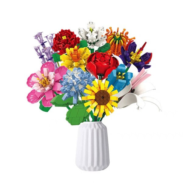 Blomster Vildblomst Buket Bygge Klodser Hjem Dekor Ornament Gør det selv Bygge Klodse Legetøj