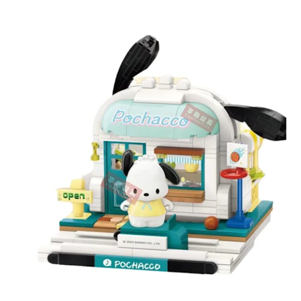 Sanrio Anime Hello Kitty Pochacco Cinnamoroll Pompompurin Kuromi Hus Bygning Klodse Klodser