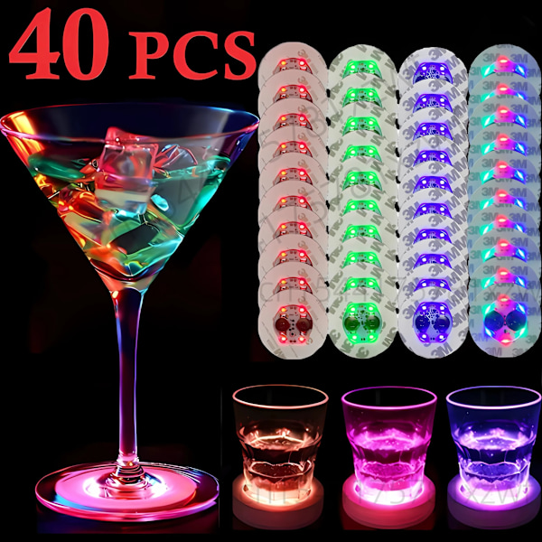 40 kpl LED lasin valo pullo tarrat valot 6cm lamput