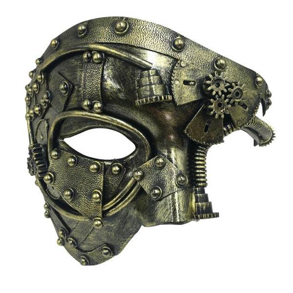 Steampunk  Phantom Masquerade Cosplay Medeltida Retro Mask Ball Halv ansikte Män Punk Dräkt Halloween Fest Dräkt Rekvisita