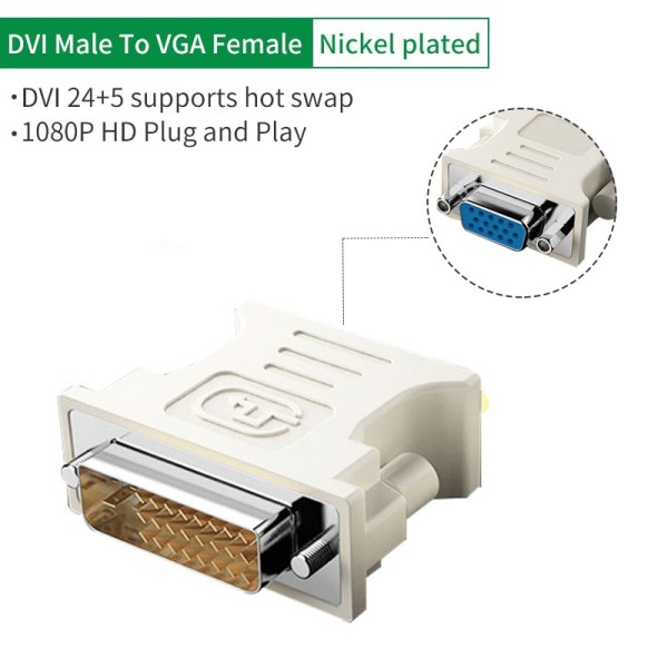 HD 1080P DVI till VGA adapter kabel konvertering DVI hane till VGA hona för dator värd grafikkort till projektor HDTV monitor