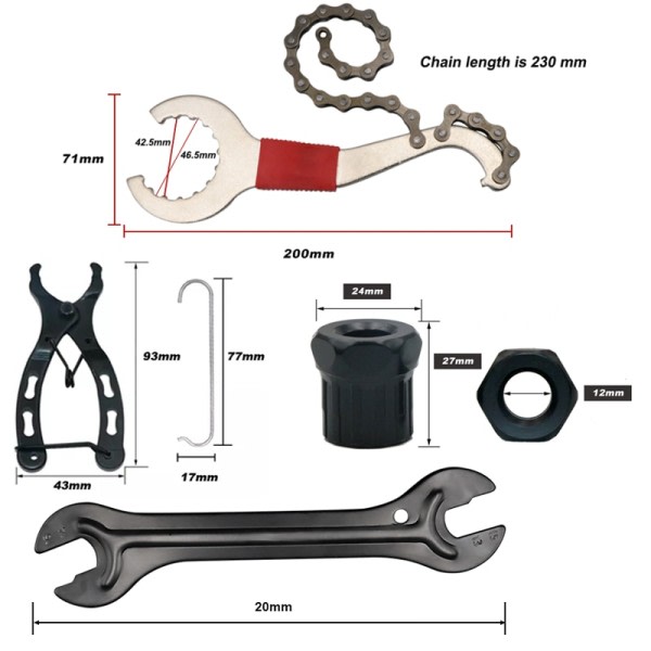 Cykel Reparation Verktyg Set Kedje Brossare Vev Puller MTB Cykel Kedja Mätning Linjal