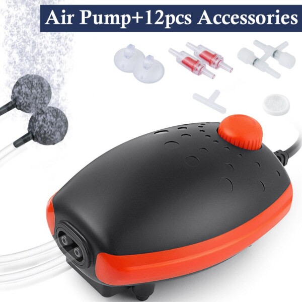 Justerbar  Akvarium Luft Pump 2 Uttag Akvarium Kompressor