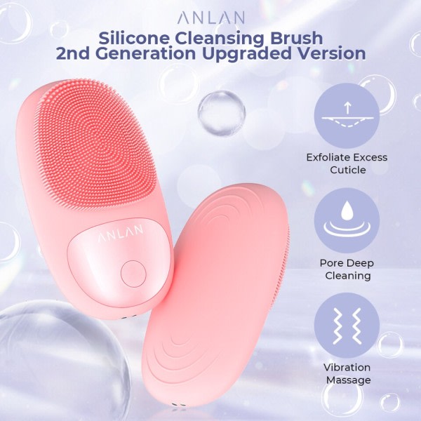Vanntett elektrisk ansiktsrens børste silikon ansiktsrengjøring børster vibrasjon massasje ansikt rens
