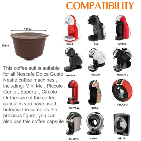 6 deler Gjenbrukbare Kaffe Kapsel For Nescafe Dolce Gusto Maskin Refillable Kaffe Kapsel Filter Kopp sett