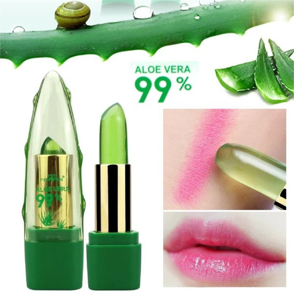 99% Aloe vera gel Läppstift Gloss Färg Färgande Fuktkräm Anti-torkande Avsaltning Finkorn Läpp Blam