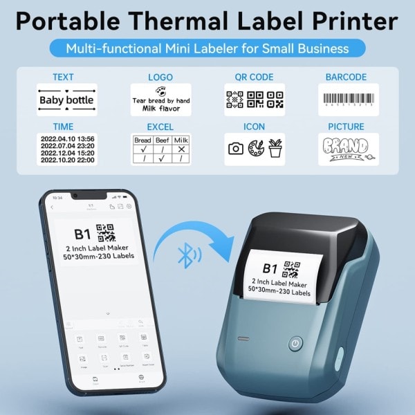 Mini Thermal Selvklæbende Etiketter Printer Mini Portable Printer