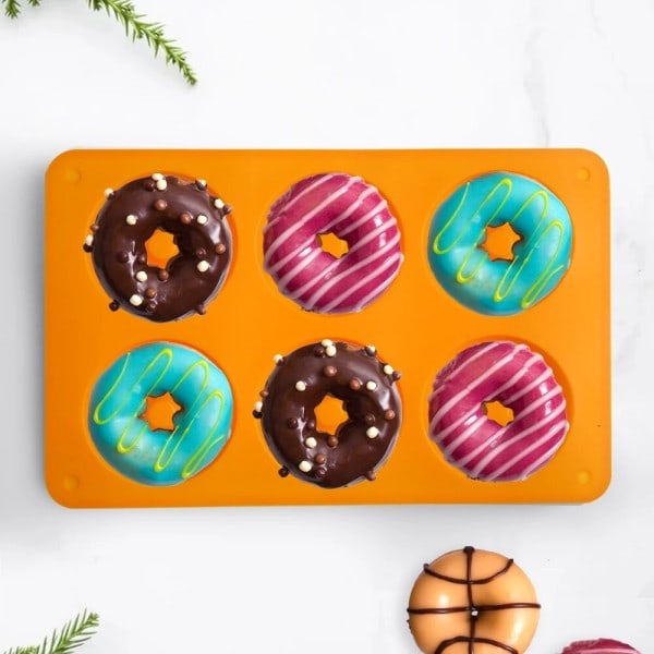 Silikon Donut Mögel Bakning Panna Non-Stick Bakning Konditori Choklad Tårta Dessert Gör-det-själv Dekoration Verktyg