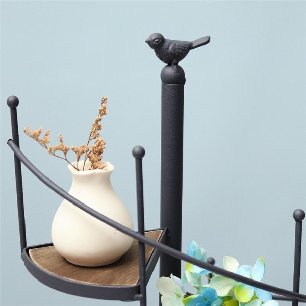 Roterende Stige Design Spiral Plante Stativ Jern Blomst Gryde Holder Hylde Plads Besparelse Blomst Kryde Rack