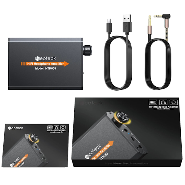 Bærbar HiFi Hovedtelefon Forstærker 3,5 mm AUX Input Output