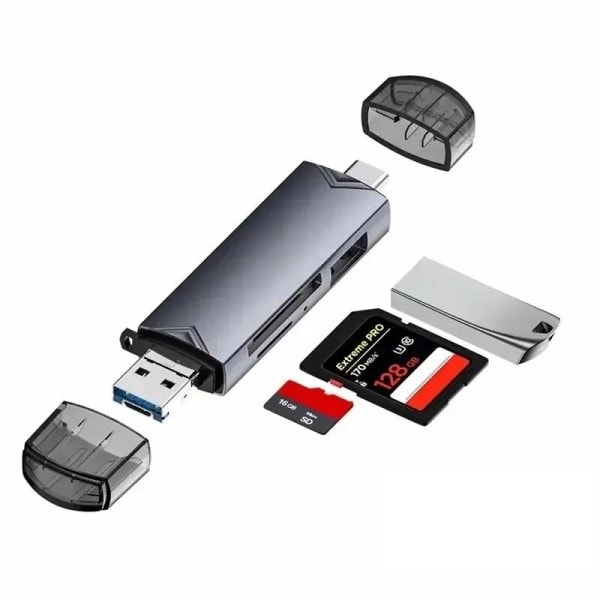 6 In 1 Multifunction USB 3.0 Card Reader U Disk TYPE-C Flash Drive Minne Kort for Adapter Phone Baptop Compute