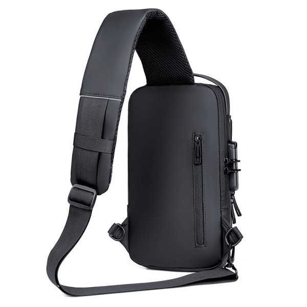 Multifunktion Patent Læder Bryst Taske Mænd Vandtæt Mænd Crossbody Taske