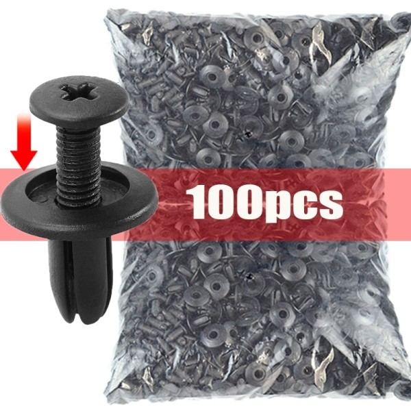 100 kpl 8mm muovi niitit kiinnikkeet ruuvi auto puskuri lokasuoja musta niitti auto kiinnitys klipsit