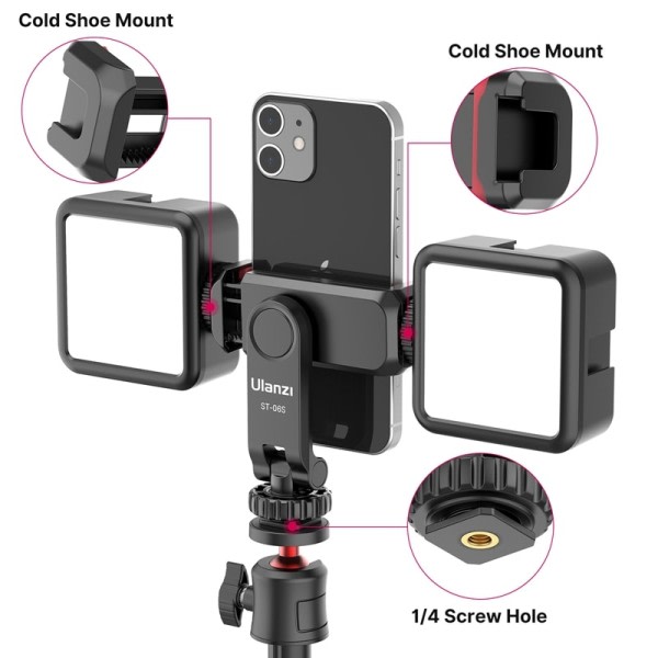 ST-19 Portable Phone Holder Mount Clamp Clip Med Cold Shoe 1/4'' Stativ Mount Stativ