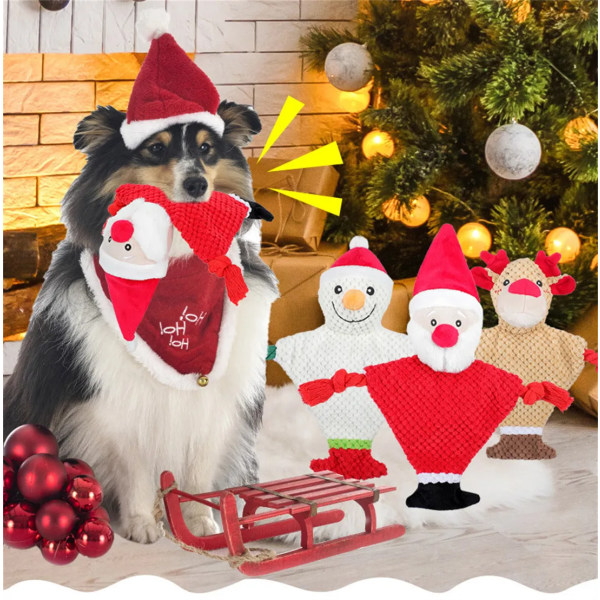 Jul Elg Hund Leker Puslespill Lyd Molar Rengjøring Interaktiv Bomull Tau Hund Trening Kjedelig Kjæledyr Leker