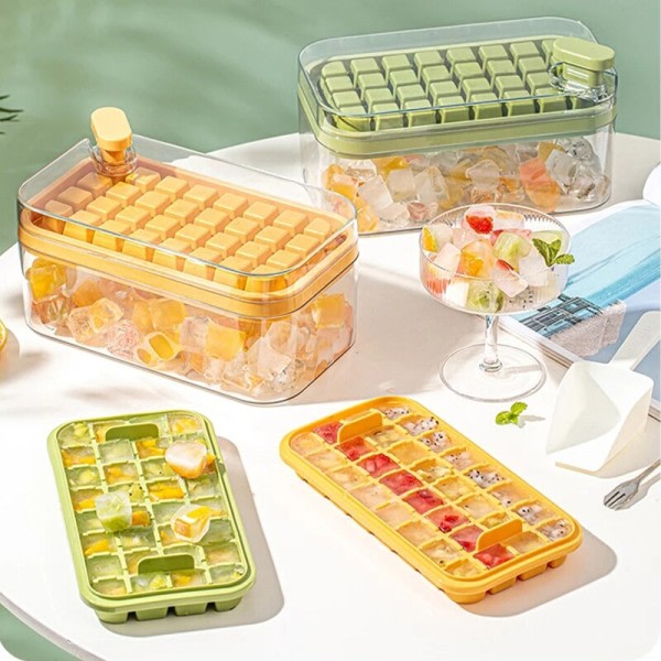 Ice Cube Moulds One Knap Tryk Gather IceMaker Creative Fest Bar Firkant Container Kold Drik Set