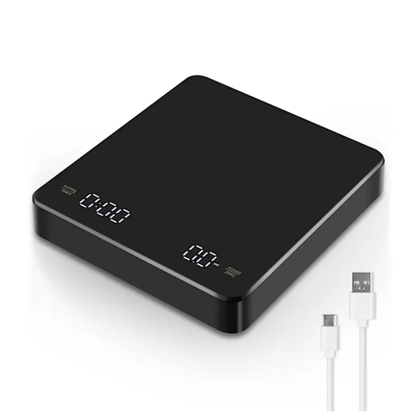Digital kaffe våg med timer LED skärm espresso USB 3kg max.vikt 0,1g hög precision mått i oz/ml/g kök våg