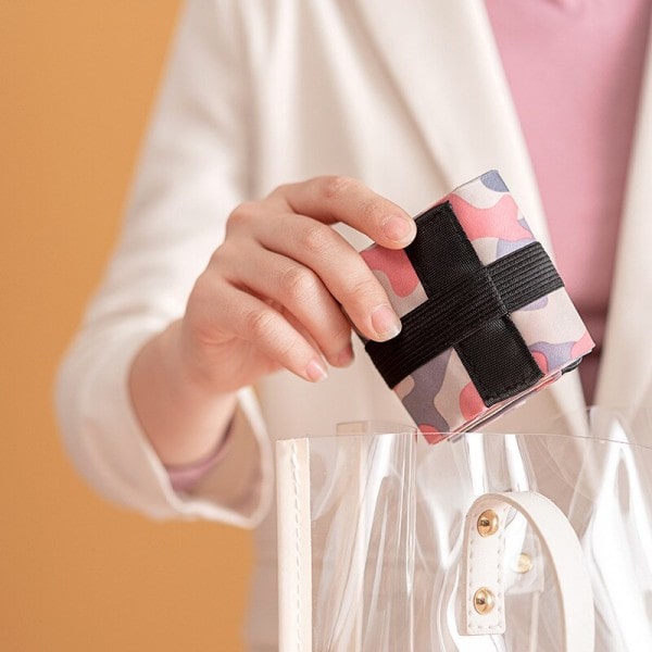 Gjenbrukbar foldbar shoppingpose rosa vanntett oxford klut reise strand bag