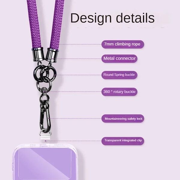 Justerbar telefon snor avtakbar hals snor universal crossbody stropp for mobil telefon veske stropper tykkelse 7mm