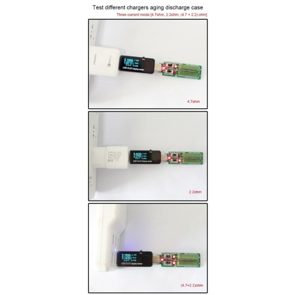 USB motstånd likström elektronisk belastning Med omkopplare justerbar 3 ström 5V1A/2A/3A batteri kapacitet spänning